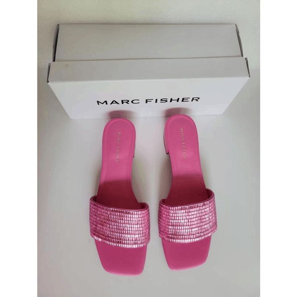Marc Fisher Pink Embellished Slide Sandals - Picture 5 of 15